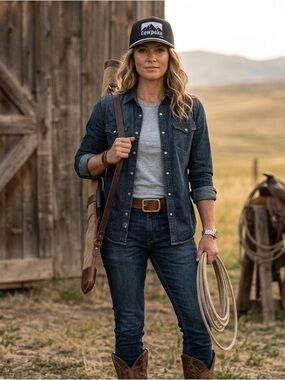 Cowpoke Trucker Hat in Black with White Logo